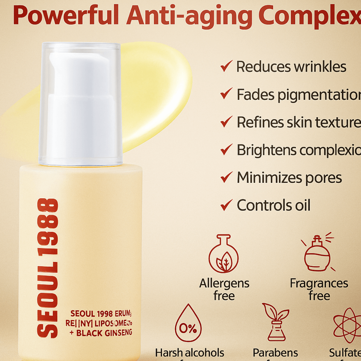 💥Buy one, get one free💥 Authentic Retinol Serum Black Ginseng + Niacinamide + Vitamin C Anti-Aging Ampoule for Firm