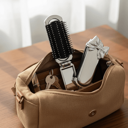 Mini Foldable Hair Comb & Mirror Your Portable Styling Tool Anytime, Anywhere