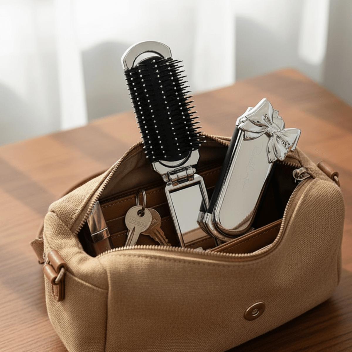 Mini Foldable Hair Comb & Mirror Your Portable Styling Tool Anytime, Anywhere