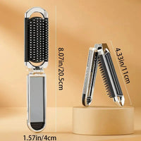 Mini Foldable Hair Comb & Mirror Your Portable Styling Tool Anytime, Anywhere