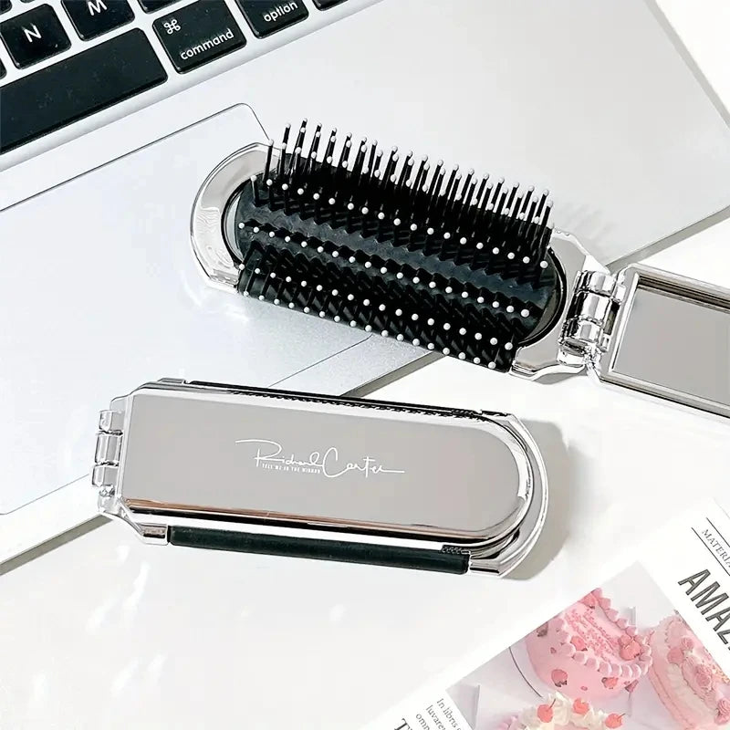 Mini Foldable Hair Comb & Mirror Your Portable Styling Tool Anytime, Anywhere