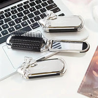 Mini Foldable Hair Comb & Mirror Your Portable Styling Tool Anytime, Anywhere